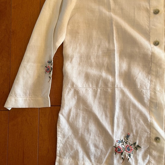 Vintage VUE POINT 100% Linen Embroidered Shirt Small - Picture 3 of 4